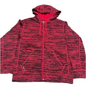 Nike Therma FIT Hoodie Mens M Red Black Space Dye Static Full Zip Sweatshirt